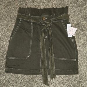 Free People Olive Cargo Skirt with Tie Front Size 2